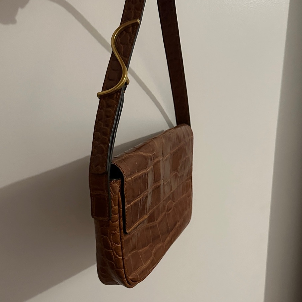 Staud Croc-Embossed Brown Shoulder Bag - Picture 2 of 9